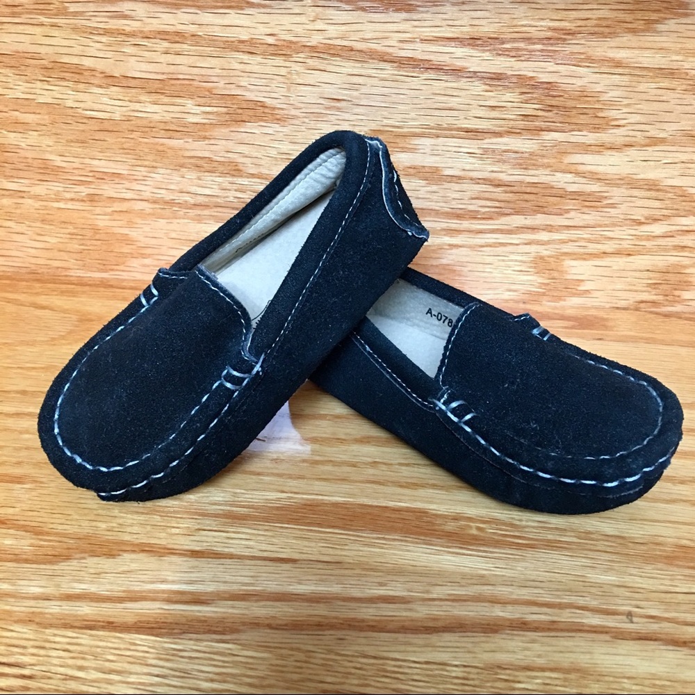 Boys Black Suede Slip-on Moccasins, Loafers Shoes
